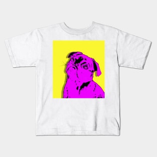 Pink pug on electric lemon background Kids T-Shirt
